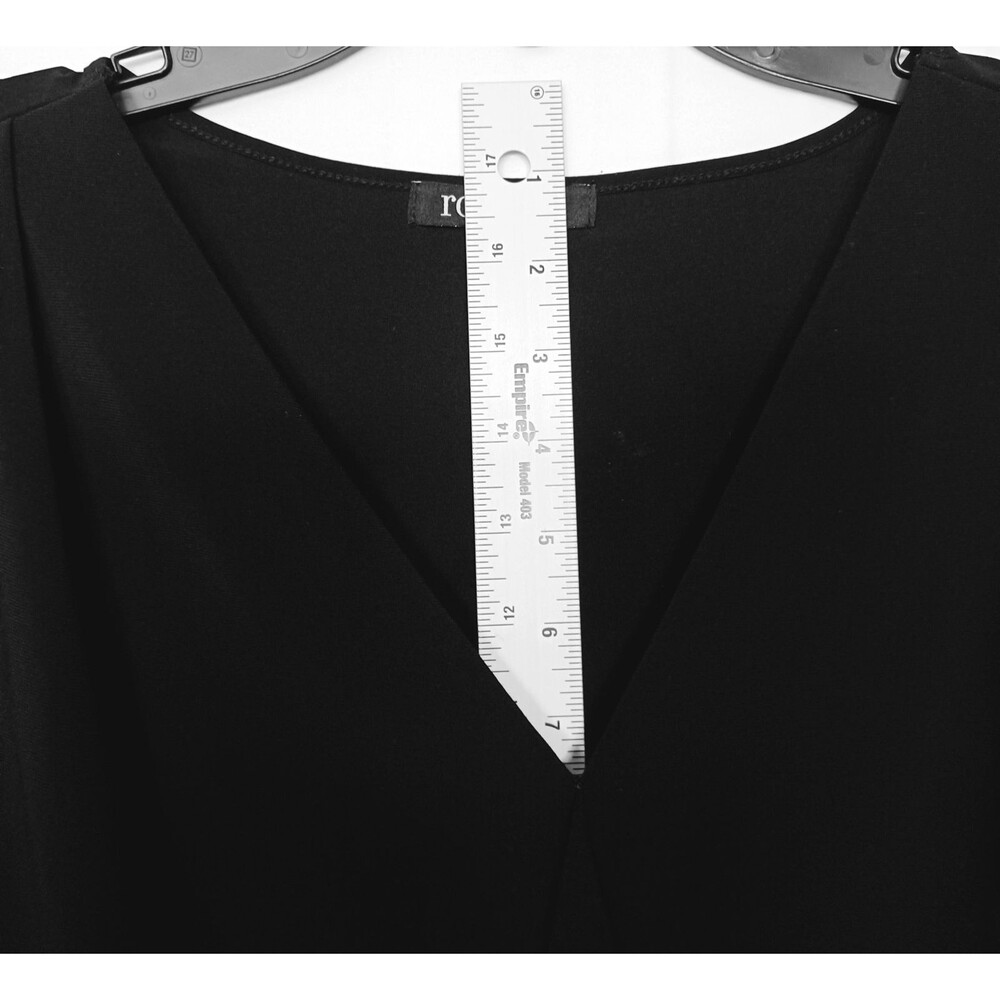Roz & Ali Women's XL Black Sleeveless V Neck Pullover Blouse Stretch Ruffle - Picture 6 of 9